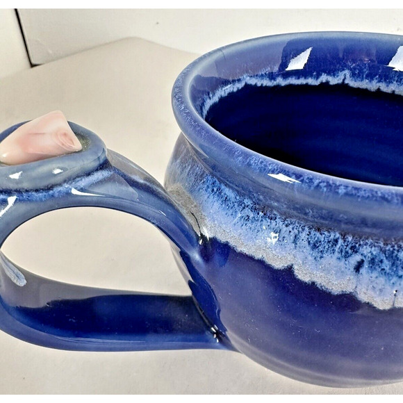 Mug Coffee Tea Healing Touch Pottery Mavin Blue Drips Glazed Jasper Stone - Picture 5 of 8